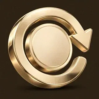 Gold circular arrow — Royal Reels